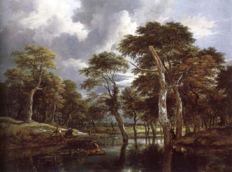 Jacob van Ruisdael Waterfall in a Hilly Wooded Landscape oil painting image